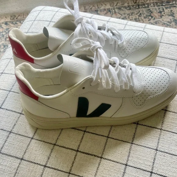 Veja White and Navy Athletic Shoes - Picture 7 of 7
